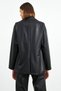 Black Faux Leather Lined Classic Blazer Jacket - 8