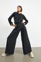 Black Pleated High Waist Modal Palazzo Trousers