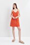 Orange Strappy Linen Mini Dress - 3