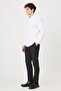 Men's White Slim Fit Narrow Cut Classic Collar Cotton Dobby Shirt - 2
