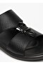Men's Buckle Detail Textured Slip-On Sandals - 5
