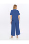Beige Linen Set - Oversize T-shirt and Trousers Women's Set - 4