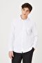 Men's White Slim Fit Narrow Cut Classic Collar Cotton Dobby Shirt - 4
