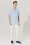 Men's Light Blue Slim Fit Narrow Cut Cuban Collar Short Sleeve Shirt - 2