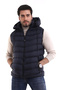 Men's Y20 Gel Filling Removable Zippered Hooded Water Repellent Fabric Inflatable Vest Navy Blue