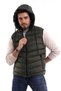 Men's Y20 Gel Filling Removable Zippered Hooded Water Repellent Fabric Inflatable Vest Khaki - 5