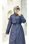 Navy Blue Lined and Button Detailed Women's Trench Coat - 7