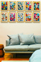 10 Piece Colorful Daisy Painting, Frame-Like Mdf Painting Set, Living Room, Stylish Home Wall Painting