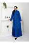Patterned Hijab Dress - Women, Prevailing Collar, Waist Belt - 6