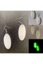 Oval Shaped White Colored Marbled Night Green Neon Shiny Earrings Epoxy Handmade Gift