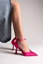 Satin Ankle Strap Closed Heel Casual Stylish Heeled Shoes - 3