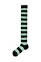 Women's Black Khaki Striped Cotton Knee High Socks - Design Socks - 4