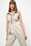Stone Shirt Collar Sleeveless Gabardine Woven Jumpsuit TWOSS21TU0233 - 8