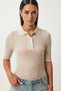 Women's Biscuit Polo Neck Lightweight See-Through Knitwear Blouse Fn03211 - 2