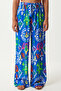 Women's Vibrant Blue Patterned Flowy Viscose Palazzo Pants En00606 - 4