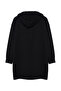 Black Hooded Zippered Basic Knitted Wide Fit Oversize Sweatshirt Cardigan TCTAW22TW0137 - 8