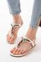 White Flip-Flop Women's Sandals with Stones, Stylish and Comfortable - 5