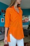 Women's Orange Side Buttoned Skirt Tasseled Shirt GK-AYN1666 - 2