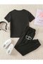 Black Girl's Heart Printed Tracksuit Set - 3