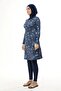 2310-2 Marine Pattern Water Repellent Fabric Hijab Swimsuit Navy Blue - 2