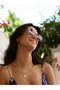 Women's Sunglasses Metal Rectangular Gold Frame Black Glass - 5