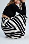 Zebra Pattern Viscose Satin Fabric Midi Ecru Skirt - 5