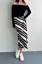 Zebra Pattern Viscose Satin Fabric Midi Ecru Skirt - 2