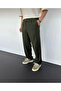 Khaki Pleated Baggy Fabric Trousers Ç13 - 4