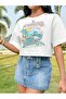 White Rainbow Printed Women's Oversize Crop Top - 3
