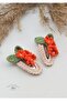 Orange Crispy Flower Snap Clasp Reflects Your Hair Style Niche Hair Accessory (1 PAIR) - 3