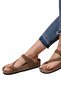 Women's Brown Nubuck Flip Flops Summer Slippers - 2