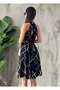 Geometric Belted Women's Dress - 4