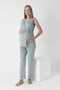Front Tie Lace Detail Sleeveless Maternity and Maternity Sleepwear Set