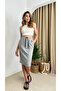 Women's Gray Melange Pocket Lace-Up Two Yarn Skirt - 3