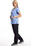 Surgical Doctor Nurse Scrubs Top Light Blue Bottom Navy Jersey Suit - 3