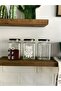 Glass 3-Piece Decorative Erzak Coffee Tea Sugar Jar 1000 Cc Coffee Labeled Jar Set - 2
