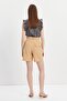 Beige Pleated City Boy Shorts - 7
