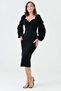 Women's Black Crepe Fabric Double Breasted Neckline and Slit Detailed Midi Evening Dress 581915 - 8