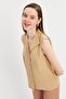 Beige Collar Detailed Cupped Shirt - 4