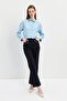 Navy Blue Stripe Detailed 5-Pocket Gabardine Trousers - 3