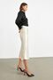 Ecru Elastic Waist Midi Satin Skirt - 6