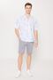 Men's Beige-navy blue Oversize Loose Cut Cuban Collar 100% Cotton Printed Short Sleeve Shirt - 2