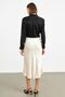 Ecru Elastic Waist Midi Satin Skirt - 7