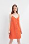 Orange Strappy Linen Mini Dress - 5