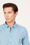 Men's Navy Blue-Green Slim Fit Slim Fit Button Collar Logo Pocket Cotton Striped Shirt - 4