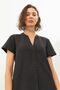 Black Linen Half Sleeve Midi Dress - 2