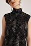 Black High-Rise Glittery Pleated Sleeveless Blouse - 2