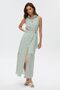 Multicolored Shirt Collar Sleeveless Slit Belted Dress