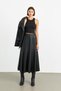 Black Faux Leather Maxi Skirt with Elastic Waist - 2