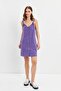 Purple Strappy Linen Mini Dress - 3